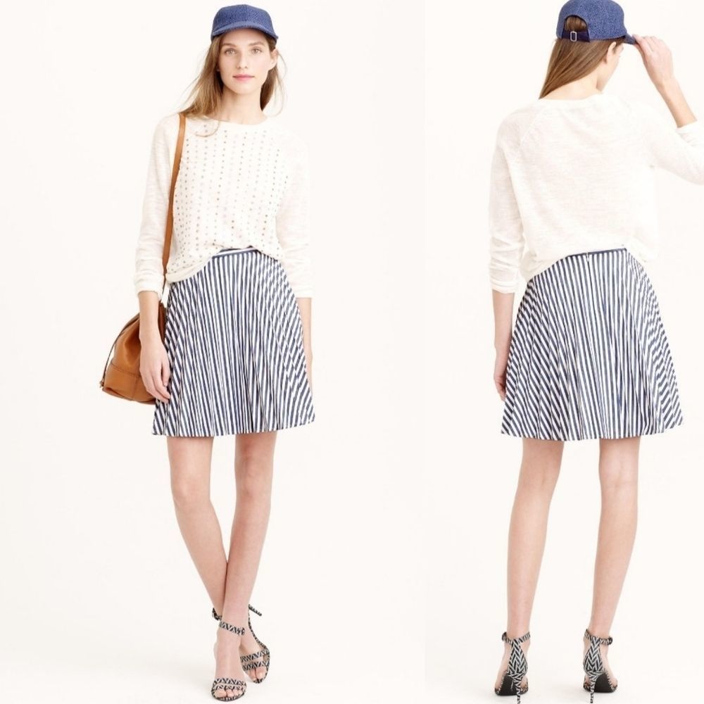 J. Crew Stripe Mini Skirt in Blue Size 4